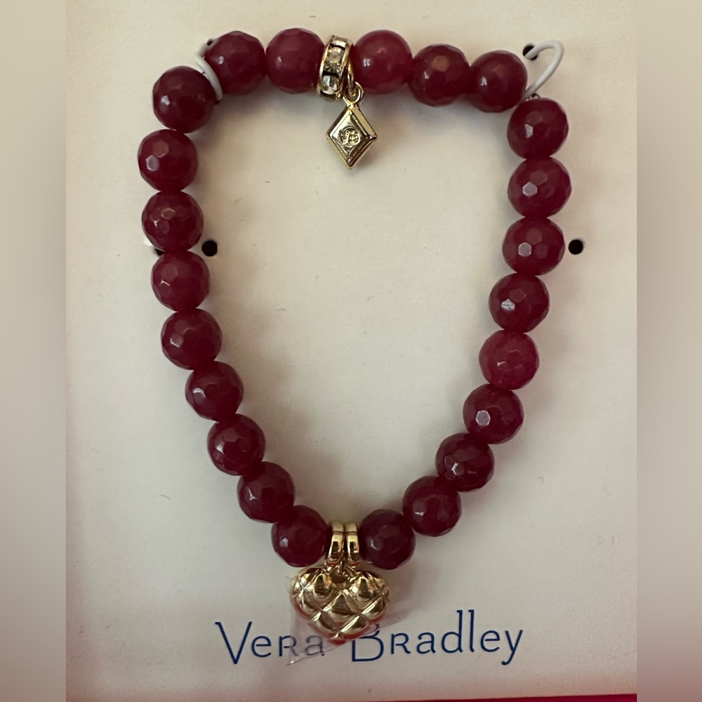 VERA BRADLEY Deep Red Bracelet with Gold Charm(NWT)